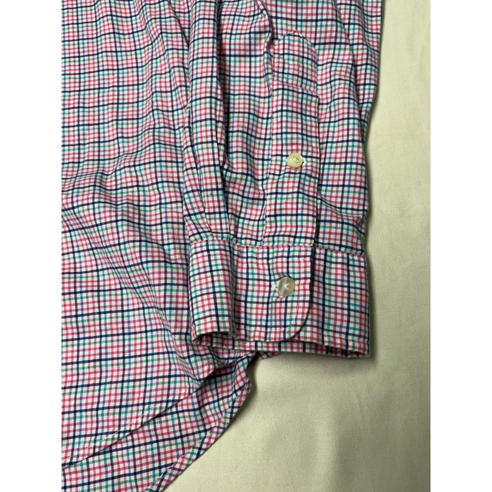 Ralph Lauren Mens XL Long Sleeve Button Down Shirt Tattersall Check Red Blue